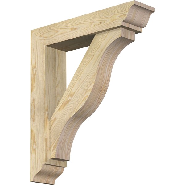 Ekena Millwork Funston Traditional Rough Sawn Bracket w/ Offset Brace, Douglas Fir, 6"W x 26"D x 30"H BKT0604X26X30FST01RDF - main